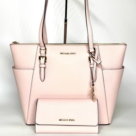 Michael Kors Charlotte Large Top-Zip Tote Bag & Matching Trifold Wallet - Picture 1 of 12